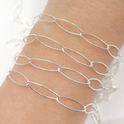 Sterling Silver Smooth Marquise Shape Link Chain